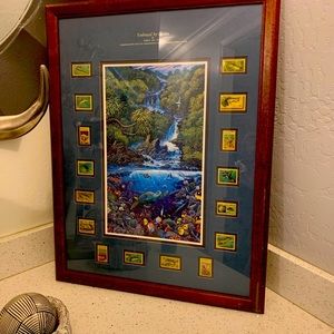 Robert Lyn Nelson Commemorative “Embraced by the Sea Life Stamps” Framed Art